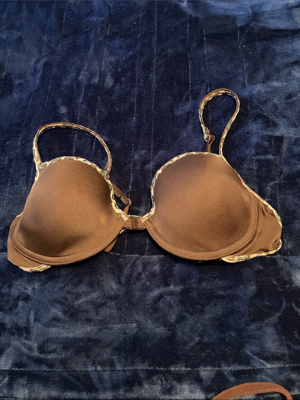 Brown T-Shirt Bra with Leopard Trim - Women's Intimates